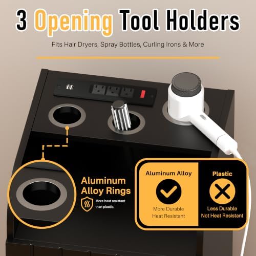 Rolling Salon Station with Power Outlet and Tool Holders - Image 5