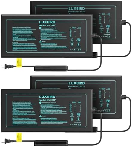 LUXBIRD Seedling Heat Mat for Plants, 4 Pack 10"x20.75" UL & MET Certified by Luxbird