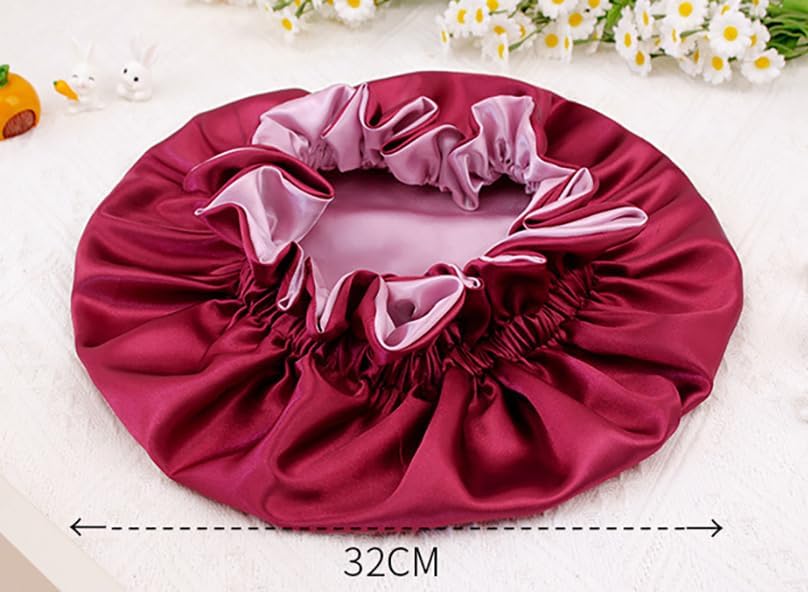 Satin Bonnet for Sleeping Women Wide Elastic - Double Layer Satin Bonnet Hair Bonnet Night Sleep Cap for Curly Hair - Image 3