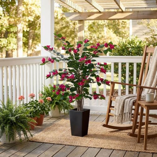 Aveyas 3ft Artificial Bougainvillea Tree with Flowers, 3 ft Faux Floor Plant Fake Silk Blooming Trees with Pot for Indoor Outdoor Home Decor,House Living Room Office (3 Feet Tall Including Raised Pot) - Image 6