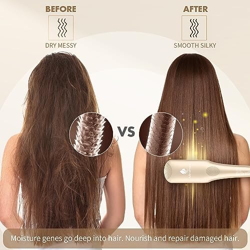 Hair Straightener Brush, MiroPure Ionic Hair Straightener Comb with 16 Temp, Auto-Off & Anti-Scald & Effective Hair Care, MCH Heating Hair Straightening Brush for Women - Image 5