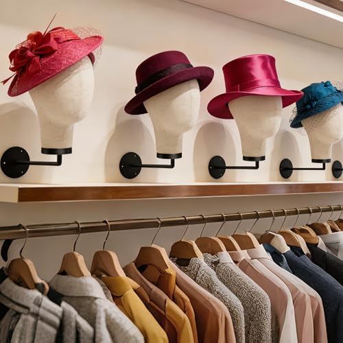 21in Wig Head Wall Mount Mannequin Head for Caps,Canvas Hat Display Hanger - Image 5