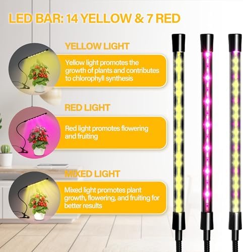 iPower Plant Grow Light, Full Spectrum Clip LED Growing Lamp for Indoor Plants, Automatic Timer & 10 Dimmable Levels, 1 Tube - Image 3
