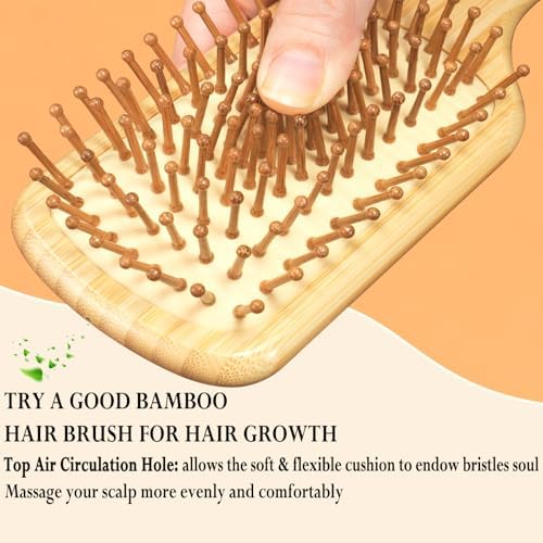 12 Pcs Bamboo Hair Brushes for Women, Bulk Natural Bamboo Bristles Paddle Brush for Scalp Massage, Engraving, Painting, DIY Custom Gifts for Wedding - Image 4