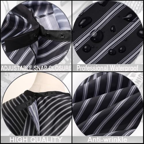 Professional Hair Cutting Cape with Neck Duster Brush, Salon Barber Cape, Hairdressing Accessories Black Stripe - Image 5