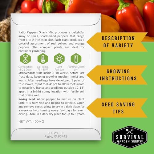 Patio Snack Mix Mini Sweet Pepper Seeds for Planting (5 Pack) - Image 2