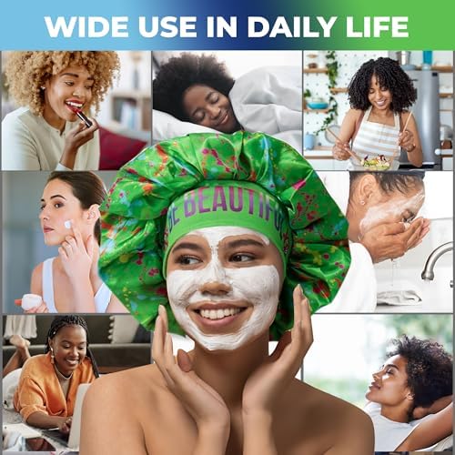 Discover reversible premium double layer silk satin sleeping bonnets designed for hair protection, moisture retention, and all-night comfort. Keep your hair healthy and frizz-free-green - Image 2