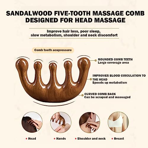 Wooden Scalp Massager - Handmade 100% Natural Green Sandalwood Wide Tooth Combs - Wood Massage Comb & Sandalwood Comb for Luxurious Hair Care - Image 3
