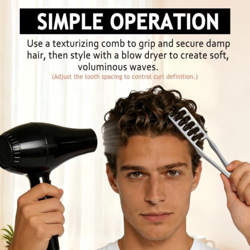 Texture Comb Men, 2 Pcs Root Lifting Volumizing Wide Tooth Styling Tool - Image 4