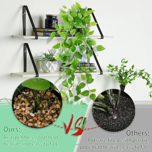 LOYWREE 2 Pack Small Artificial Hanging Plants with Faux Ivy Vine and Hanging Pothos 39Inch Fake Plant Realistic Greenery for Shelf Decor in Home, Office, Indoor & Outdoor Gardens - Image 3