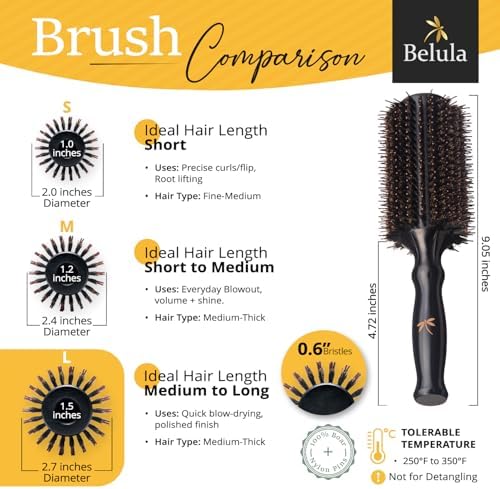 Belula Boar Bristle Round Brush for Blow Drying, Large 1.5 -Inch Barrel - Image 5