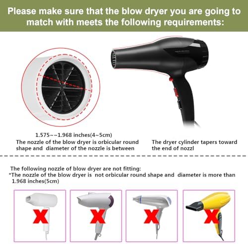 Universal Collapsible Hair Dryer Diffuser Attachment-Foldable Portable Travel and Easy Storage Hair Diffuser Fit Most Hair Dryers with Nozzle Diameter D-1.575Inch to 1.968 Inch (4-5cm)- Green - Image 4