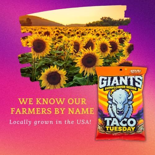 GIANTS Taco Tuesday Sunflower Seeds - Sunflower Seeds to Eat, High Protein Snack, Zesty Taco Seasoning, Source of Vitamin E & Fiber Content - 5 oz Resealable Bags (Pack of 3) - Image 6