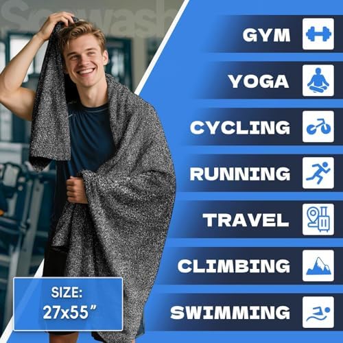 Microfiber Gym Towels for Showering Working Out Quick Dry Negative ions Large Middle Small Sizes Lightweight Gym Towel for Men Women Tennis Sports Towels for Body Hot Yoga Fitness Essentials - Image 2