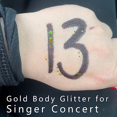 MEICOLY Gold Body Glitter,Yellow Face Glitter,Holographic Halloween Game Day Spirit Day Hair Glitter Makeup,Self-Adhesive Sparkle Face Body Glitter for Kids,Mardi Gras Accessories - Image 4
