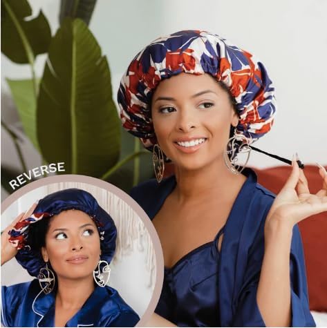 Glow By Daye Satin Bonnet, Double-Layered and Adjustable Satin Sleep Cap, Extra Large, Reversible (BeLeaf) - Image 5