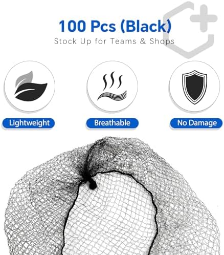 Smilco 100-Pack 26-Inch Black Nylon Hair Net for Food Service Workers - Image 3