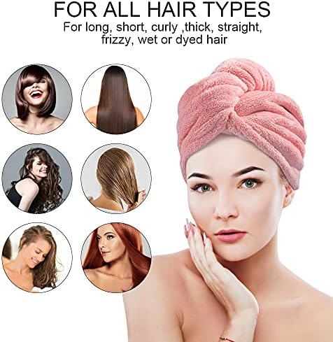 URAQT Microfiber Hair Towel Wrap for Woman, 3 Pack Hair Turbans for Wet Hair, Quick Dry Hair Turban for Drying Curly Long Thick Hair - Image 6