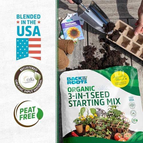Back to the Roots 3-in-1 Seed Starting Mix 6 Quarts, 100% Organic & USA Made for Herbs, Veggies, Flowers, w/Nutrient Rich Plant Food, Worm-Castings, & Moisture Controlling Yucca Brown - Image 2