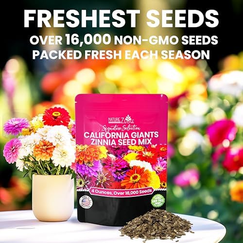NatureZ Edge Zinnia Seeds for 2026 Planting Outdoors, Over 16,500 Flower Seeds, 1/4 lb, Non GMO Made in USA, Bulk Semillas De Flores para Sembrar, California Giants, Easy to Grow Zinnia Seed Mix - Image 2