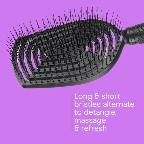 Conair Scalp Care Detangling hairbrush - Curly Hair Brush - Scalp Massager - hairbrushes for women & men - detangler for all lengths and types - can use wet or dry - Black Onyx - Image 4