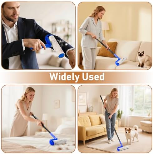 10" Large Lint Roller for Pet Hair Extra Sticky, Floor Lint Rollers Long Handle with Big Lint Rollers Refills for Couch Carpets Furniture Wall Clothing Floor Cleaning, Blue - Image 6