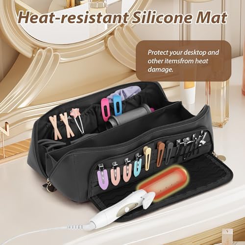 Hot Hair Tools Travel Bag with Heat Resistant Silicone Mat, Black - Image 4