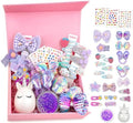 Hair Accessories for Girls Gift Set - Girl Hair Accessories Kit for Kids Ages 4-8, Purple Hair Clips, Barrettes, Ponytail Ties, Bows, Mirror & Unicorn Comb, Toddler Hair Set by Shelbybox