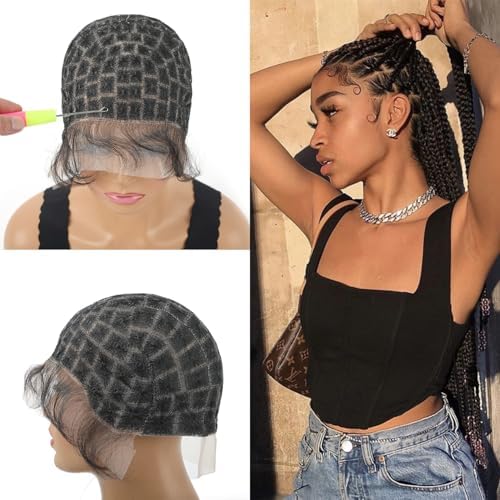 Braided Wigs Cap With Baby Hair Double Full Lace HD Wig Cap for Crochet Braids Wig Cap with Natural Knots Breathable Lace Wigs Caps for Making Wig Glueless Crochet Wig Caps (123knots) by Somo+Bella