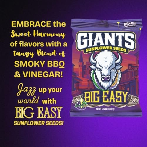 GIANTS Big Easy Sunflower Seeds - Sunflower Seeds to Eat, High Protein Snack, Smoky BBQ & Vinegar, Source of Vitamin E & Fiber Content - 5 oz Resealable Bags (Pack of 3) - Image 4