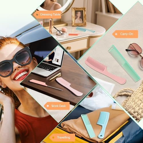 SALONSILK Dopamine Colorful 4PCS Professional Comb Set, Wide Tooth Rat Tail Fine Tooth Hair Combs, Braiding Cutting Barber Styling Curly Parting Set for Men and Women - Image 5