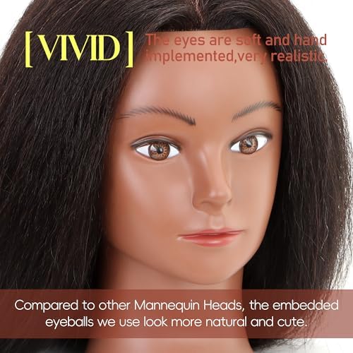YODIDI 100% Human Hair 16" Mannequin Head for Braiding with Table Clamp - Image 2