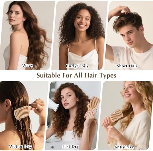 Curl Defining Brush, Vented Curly Hair Brush for Effortlessly Detangling Shaping and Defining Women's Men's Curls on All Wet or Dry Hair Types, Reduces Frizz (Beige) - Image 5