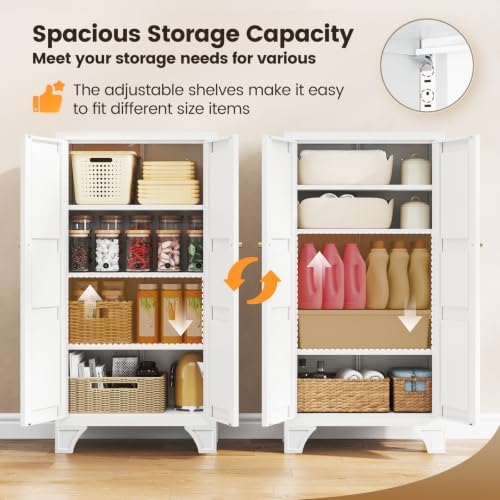 47" Kitche Pantry Metal Storage Cabinet with Doors and 3 Adjustable Shelves - Image 5