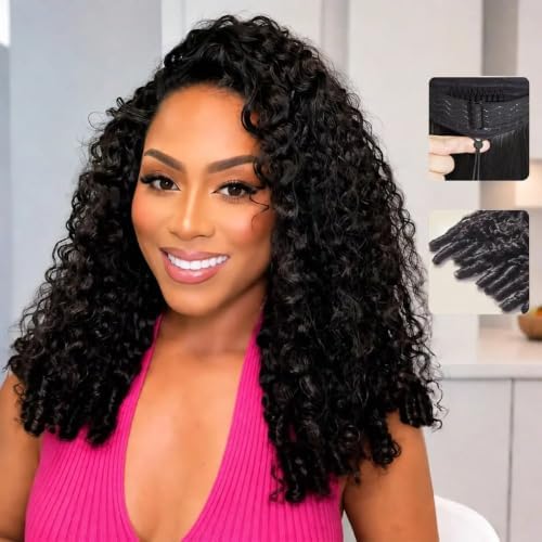 Half Wig Human Hair Burmese Curly for Black Women 24 Inch Natural Color by BellarayineHair