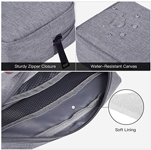 Portable Electronics Accessories Storage Bag, 2PCS Big + Small Carrying Case Travel Cable Organizer Cosmetic Bag Pouch Compatible Hard Drive, Power Bank, Mouse, Laptop Charger, Cellphone, Gray - Image 4