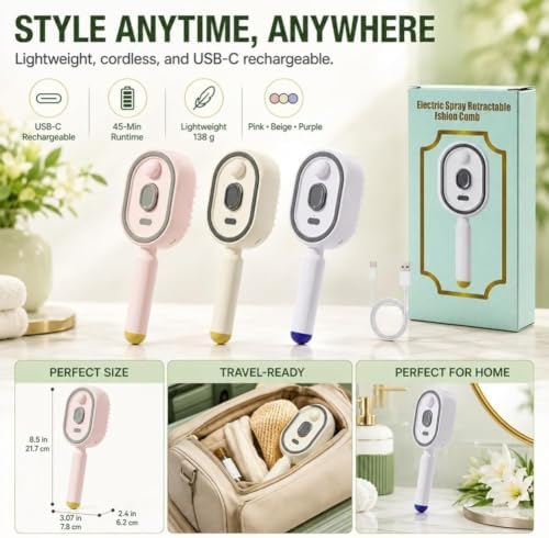 Electric Spray Air Cushion Massage Comb, Steam Brush for Hair - Image 7