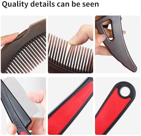Dandruff Comb Wide Tooth, Stainless Steel Fine Tooth Lice/Psoriasis Scalp Detox Comb for Women, Men & Kids, Professional Portable Sweep/Massage/Clean Shower Brush Tool for Hair Care/Growth (Black) - Image 3