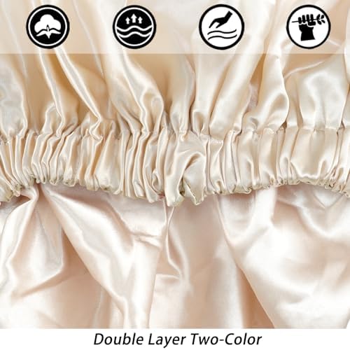 Edoneery Satin Bonnet for Sleeping Women, Double Layer Curly Hair Cap - Image 6