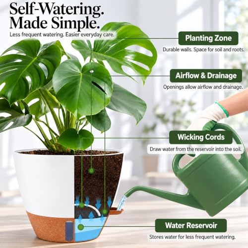 8/10/12 Inch Self Watering Pots for Indoor/Outdoor Plants - Image 5