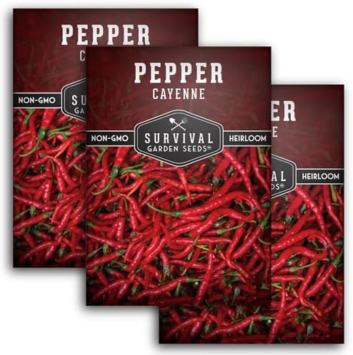 Cayenne Pepper Seeds for Planting - 3 Packs by SurvivalGardenSeeds