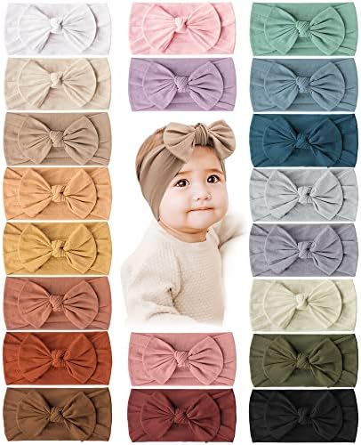 Prohouse 20 Pcs Baby Girl Bows and Headbands, Elastics Nylon Hairbands by Prohouse