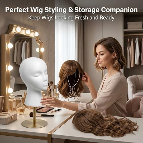 Female Styrofoam Mannequin Head Model - Wig/Hat Display Stand - Art Work Painting Novelty - Foam White by LIAMTU - Image 2