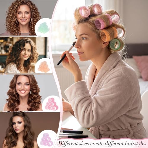 Obeoby 4 Sizes Hair Rollers Curlers Set with Clips for Women (Light Colors) - Image 4