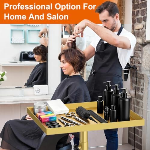 Salon Tray Cart Tattoo Tray Rolling Cart, Service Rolling Tray, Height Adjustable Styling Tray, Storage Tray Trolley for Beauty Salon Clinic Spa (Champagne Gold) - Image 5