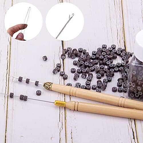 Duufin Hair Extension Tool Kit 500 Pcs Brown Hair Extension Beads With Tool - Image 4
