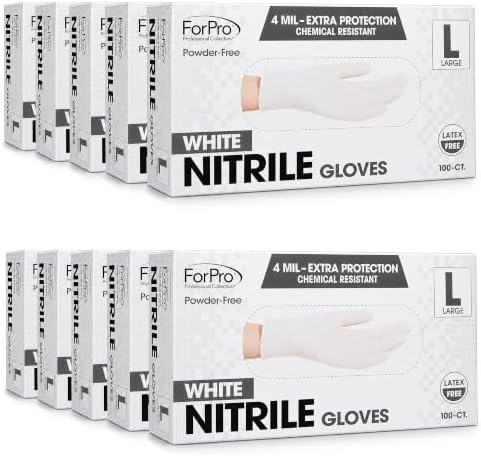 ForPro Disposable Nitrile Gloves, Chemical Resistant, Powder-Free, Latex-Free, Non-Sterile, Food Safe, 4 Mil by ForProProfessionalCollection