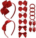 phnydreg Girl Red Hair Bow Accessories 14 Pieces Uniform Hair Bows Hair Clips Headband for School Toddler Girls by phnydreg