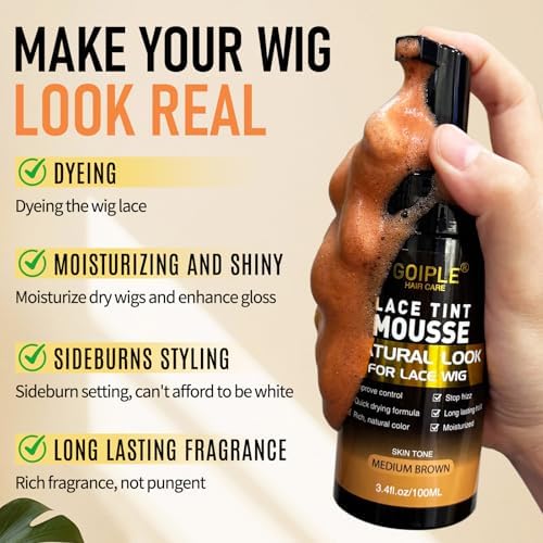 Lace Glue Kit Complete Set with Lace Tint Mousse, Lace Melting Spray Wig Glue for Women's Wigs and Hairpieces - Wig Installation Kit & Tape in Extension Rmover & Cap (Medium Brown) - Image 2