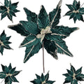 Kimura's Cabin 6Pcs 11Inch Artificial Poinsettia Christmas Flower Set,Green by WeddingPartyArrangementBouquetsDecorationArtificialFlowers